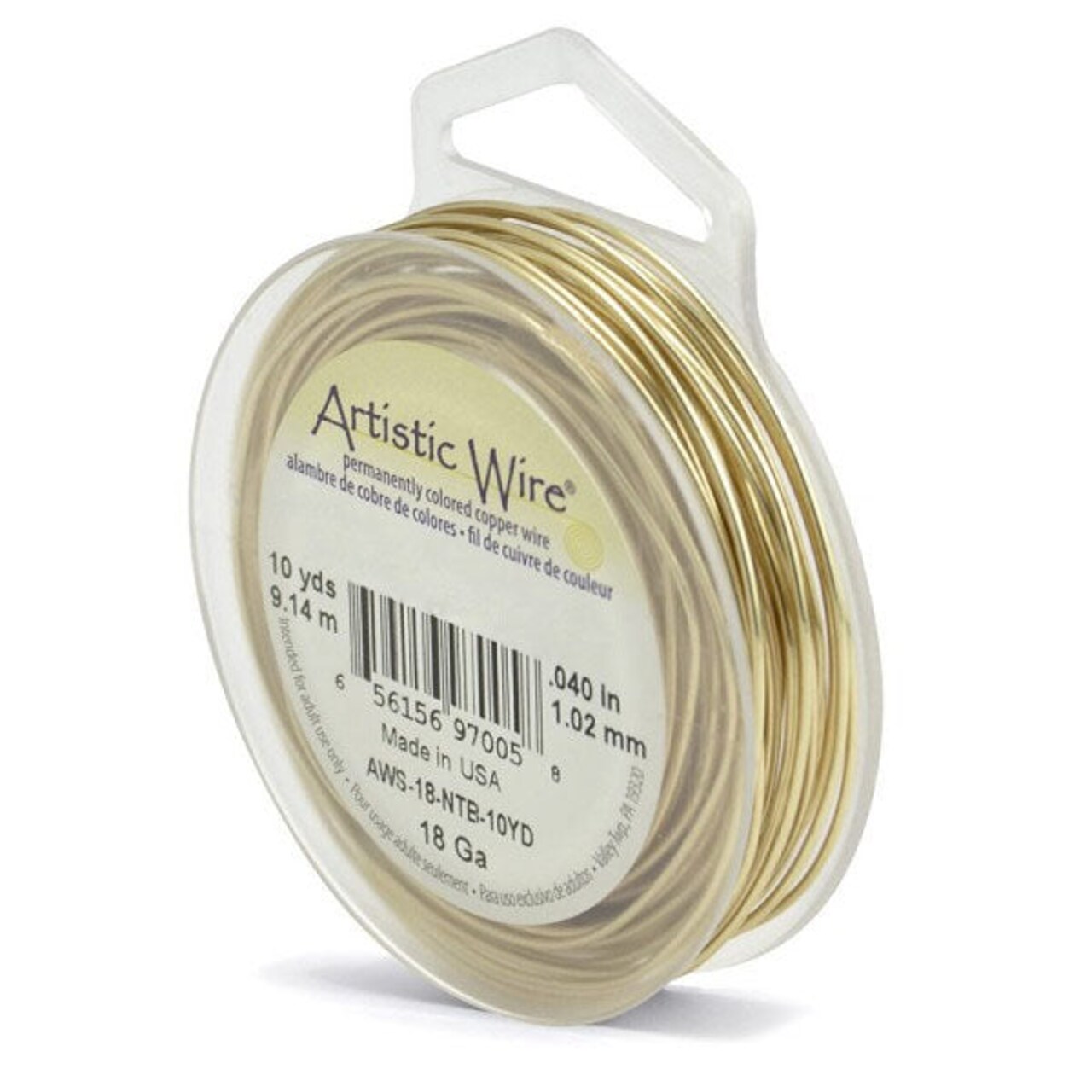 Artistic Wire Jewelry Wire Non-Tarnish Brass 18 Gauge (10 Yards)